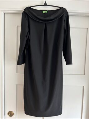 Katherine Way Black Long-Sleeve Boatneck Sheath Dress